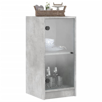 Side Cabinet with Glass Doors Concrete Grey 35x37x75.5 cm