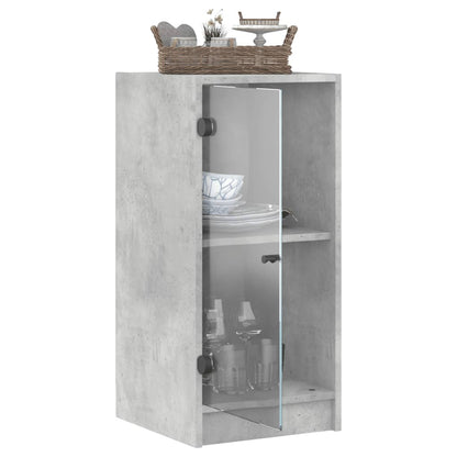 Side Cabinet with Glass Doors Concrete Grey 35x37x75.5 cm