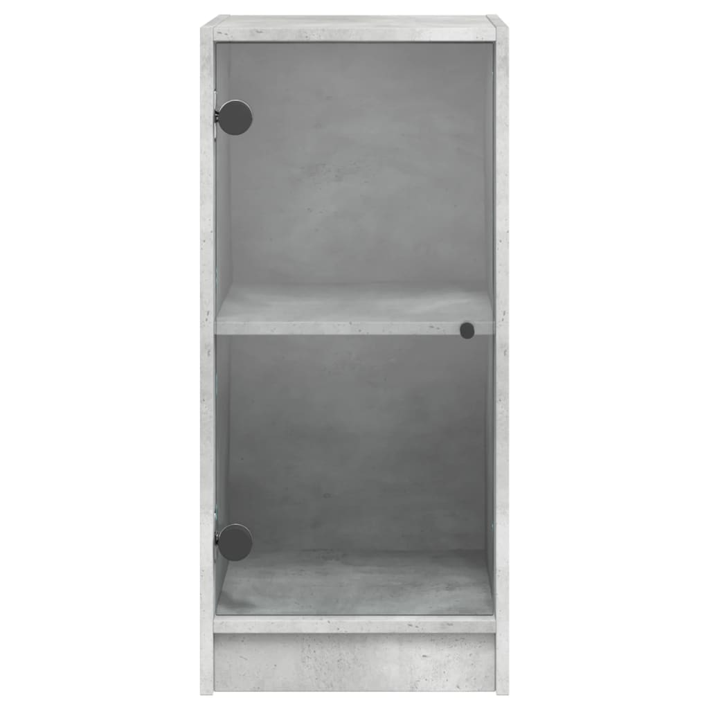 Side Cabinet with Glass Doors Concrete Grey 35x37x75.5 cm