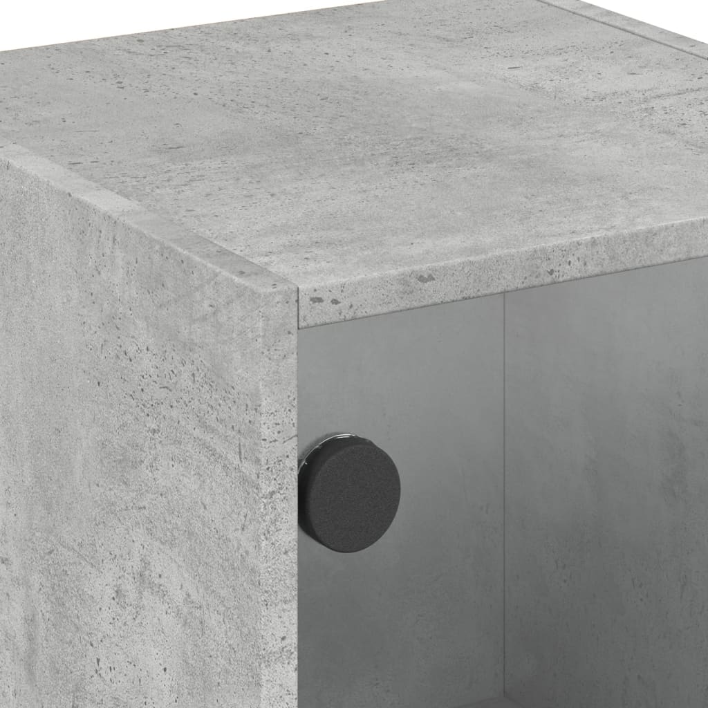 Side Cabinet with Glass Doors Concrete Grey 35x37x75.5 cm