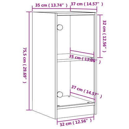 Side Cabinet with Glass Doors Concrete Grey 35x37x75.5 cm