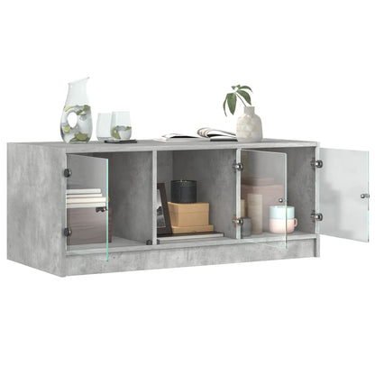 Coffee Table with Glass Doors Concrete Grey 102x50x42 cm
