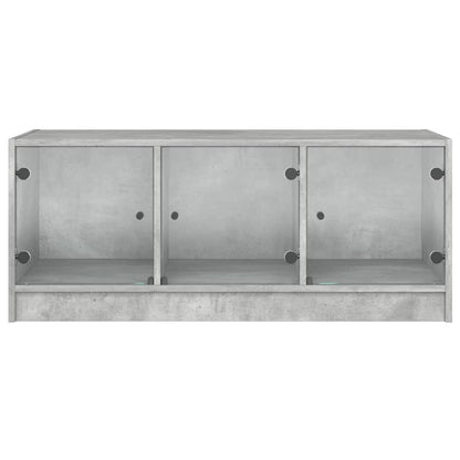 Coffee Table with Glass Doors Concrete Grey 102x50x42 cm