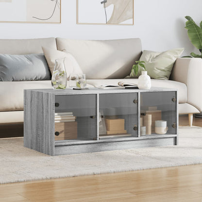 Coffee Table with Glass Doors Grey Sonoma 102x50x42 cm