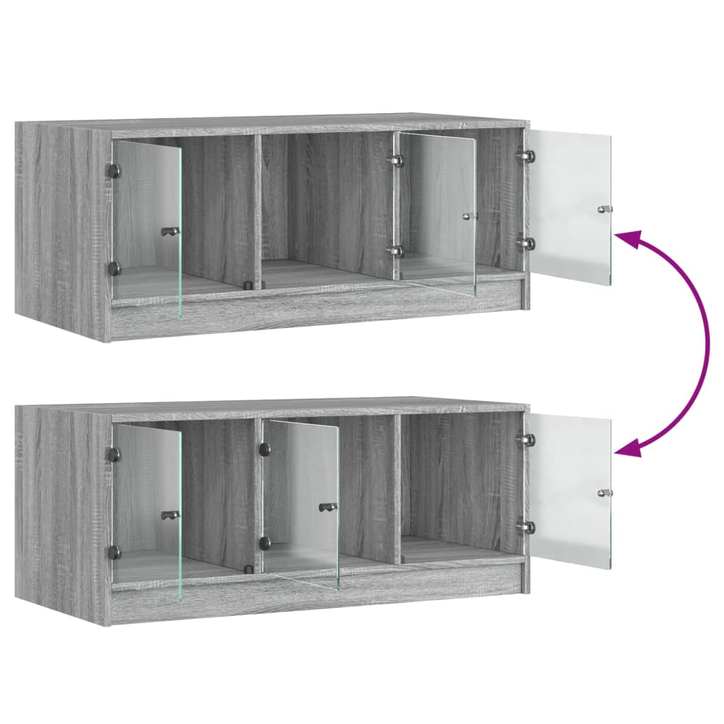 Coffee Table with Glass Doors Grey Sonoma 102x50x42 cm