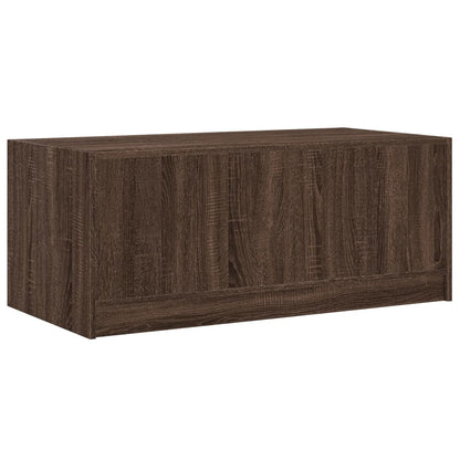 Coffee Table with Glass Doors Brown Oak 102x50x42 cm