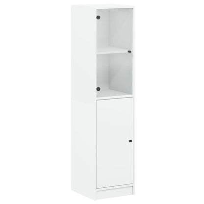 Highboard with Glass Door White 35x37x142 cm