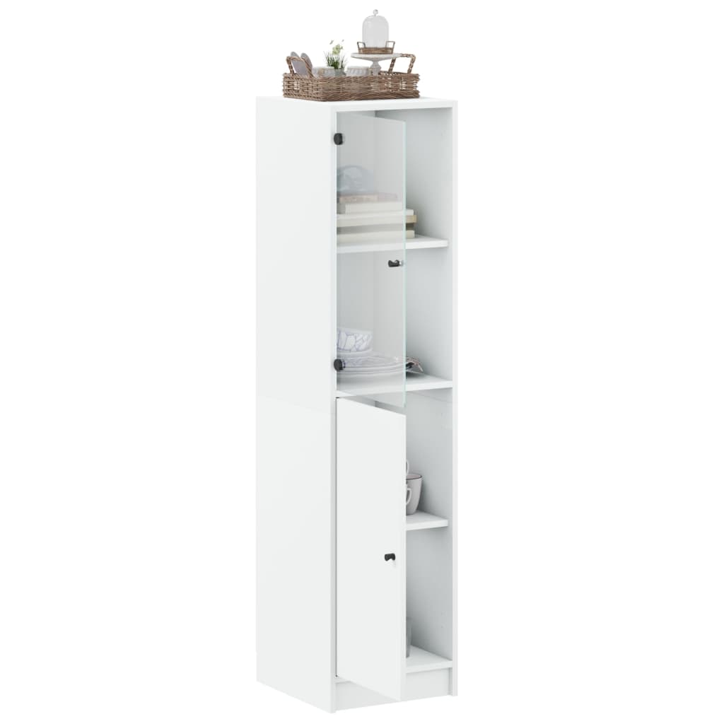 Highboard with Glass Door White 35x37x142 cm