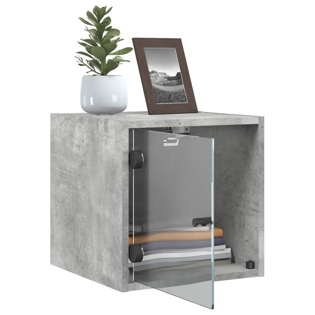 Bedside Cabinets with Glass Doors 2 pcs Concrete Grey 35x37x35 cm