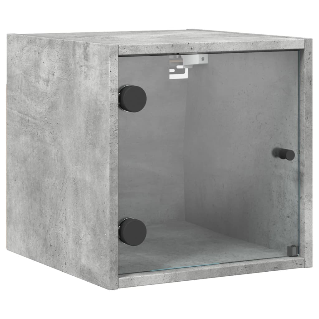 Bedside Cabinets with Glass Doors 2 pcs Concrete Grey 35x37x35 cm