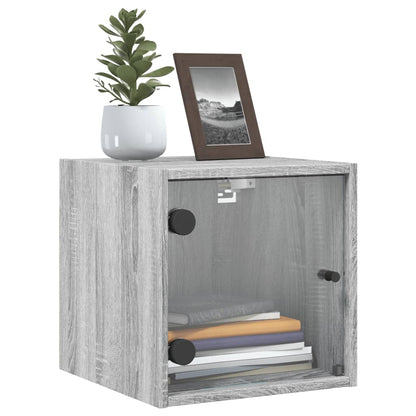 Bedside Cabinets with Glass Doors 2 pcs Grey Sonoma 35x37x35 cm