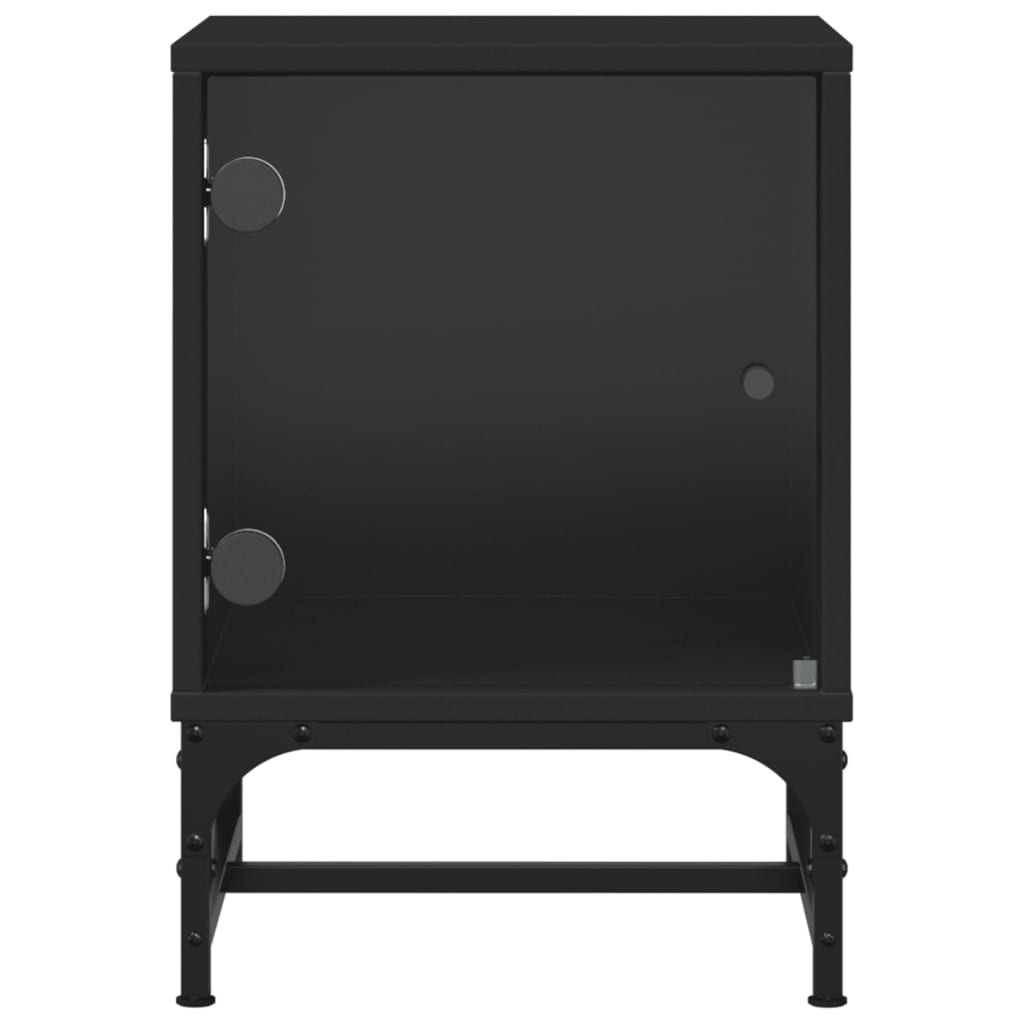 Bedside Cabinet with Glass Door Black 35x37x50 cm