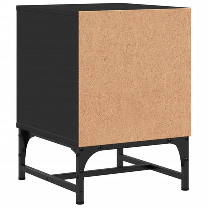 Bedside Cabinet with Glass Door Black 35x37x50 cm