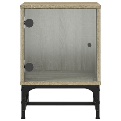 Bedside Cabinet with Glass Door Sonoma Oak 35x37x50 cm