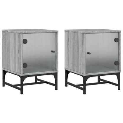 Bedside Cabinets with Glass Doors 2 pcs Grey Sonoma 35x37x50 cm