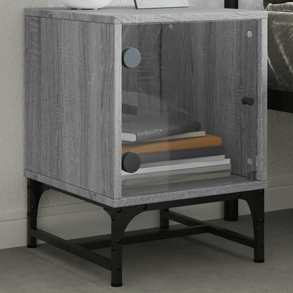 Bedside Cabinets with Glass Doors 2 pcs Grey Sonoma 35x37x50 cm