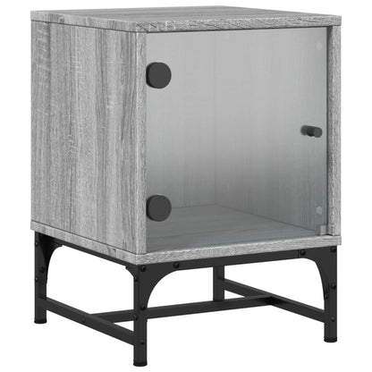 Bedside Cabinets with Glass Doors 2 pcs Grey Sonoma 35x37x50 cm