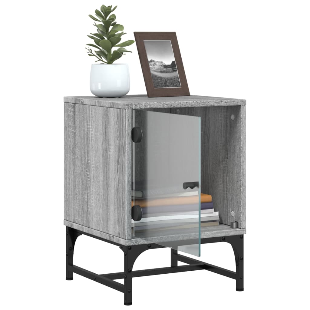 Bedside Cabinets with Glass Doors 2 pcs Grey Sonoma 35x37x50 cm