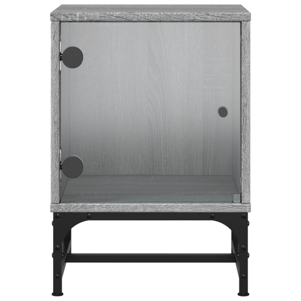 Bedside Cabinets with Glass Doors 2 pcs Grey Sonoma 35x37x50 cm