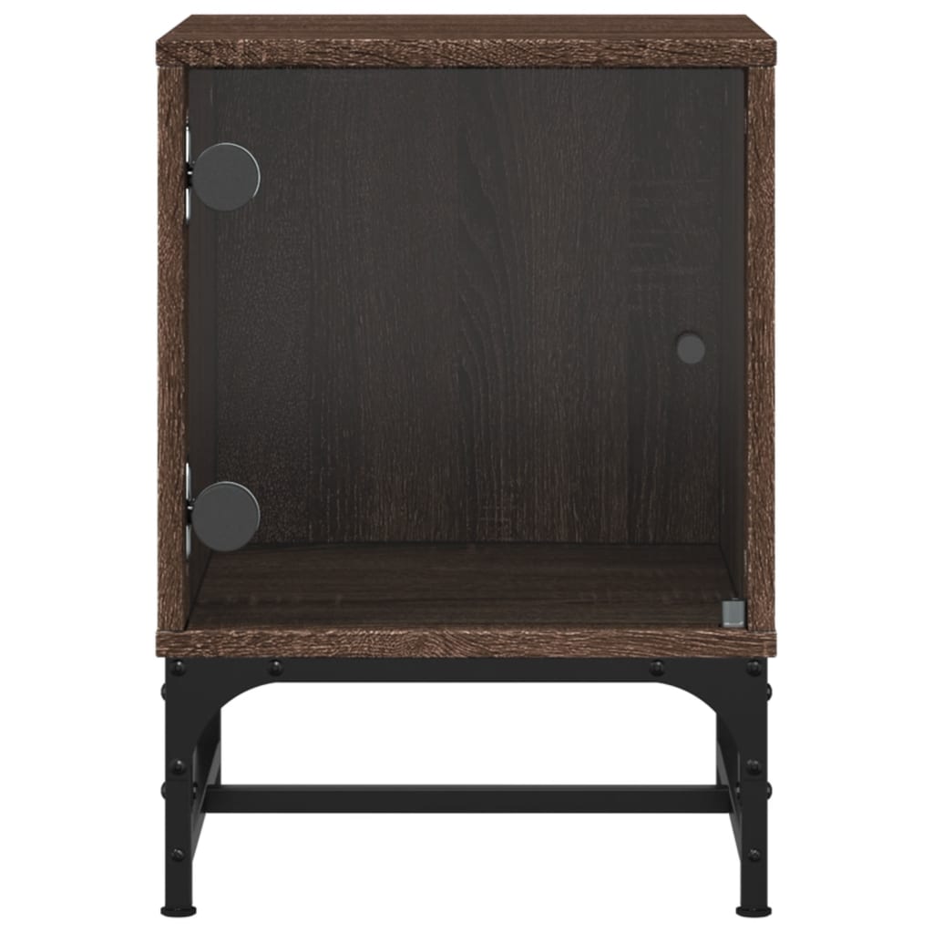 Bedside Cabinets with Glass Doors 2 pcs Brown Oak 35x37x50 cm