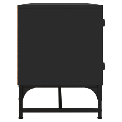 TV Cabinet with Glass Doors Black 102x37x50 cm