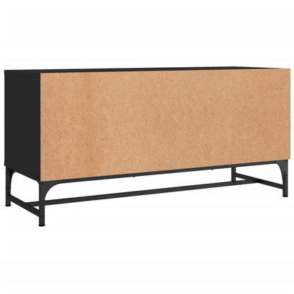 TV Cabinet with Glass Doors Black 102x37x50 cm