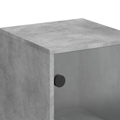 Side Cabinet with Glass Doors Concrete Grey 35x37x100 cm