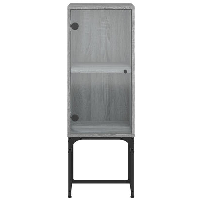 Side Cabinet with Glass Doors Grey Sonoma 35x37x100 cm