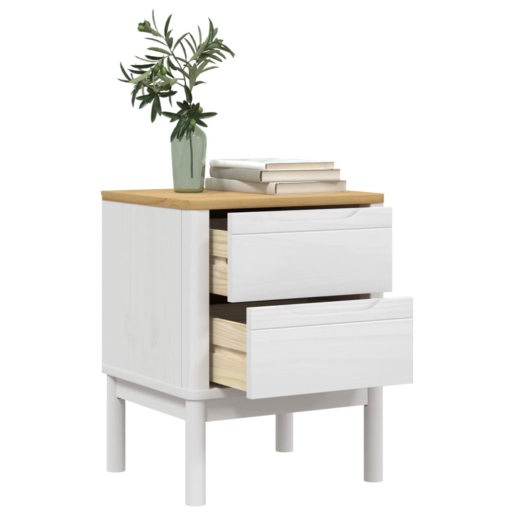 Bedside Cabinet FLORO White 45x39x57 cm Solid Wood Pine