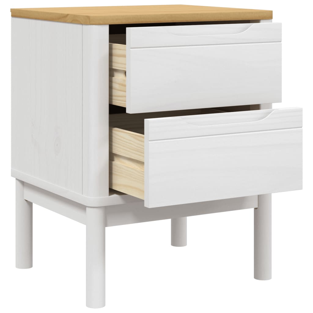 Bedside Cabinet FLORO White 45x39x57 cm Solid Wood Pine