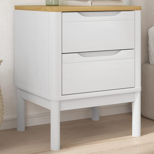 Bedside Cabinet FLORO White 45x39x57 cm Solid Wood Pine