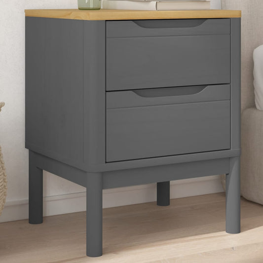 Bedside Cabinet FLORO Grey 45x39x57 cm Solid Wood Pine