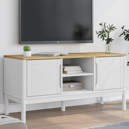 TV Cabinet FLORO White 114x43x55 cm Solid Wood Pine