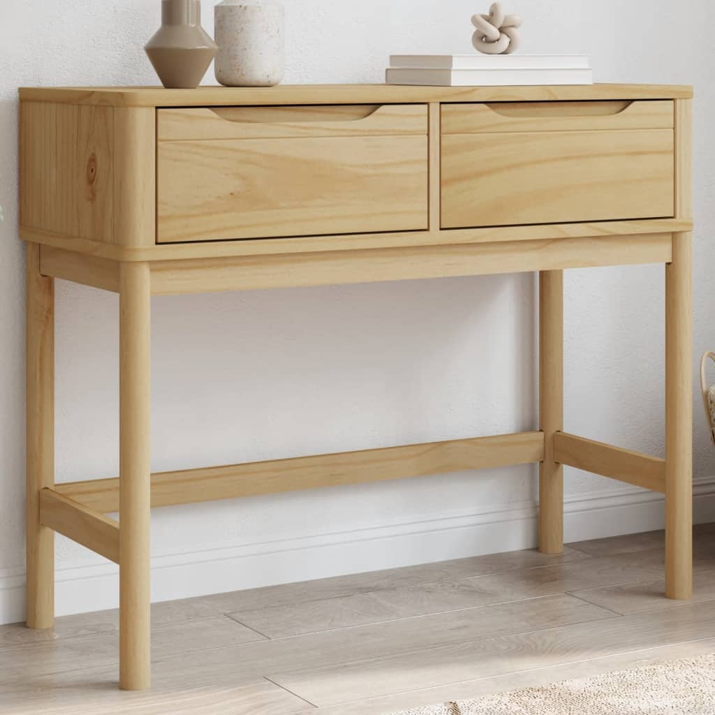 Console Table FLORO Wax Brown 89.5x36.5x73 cm Solid Wood Pine