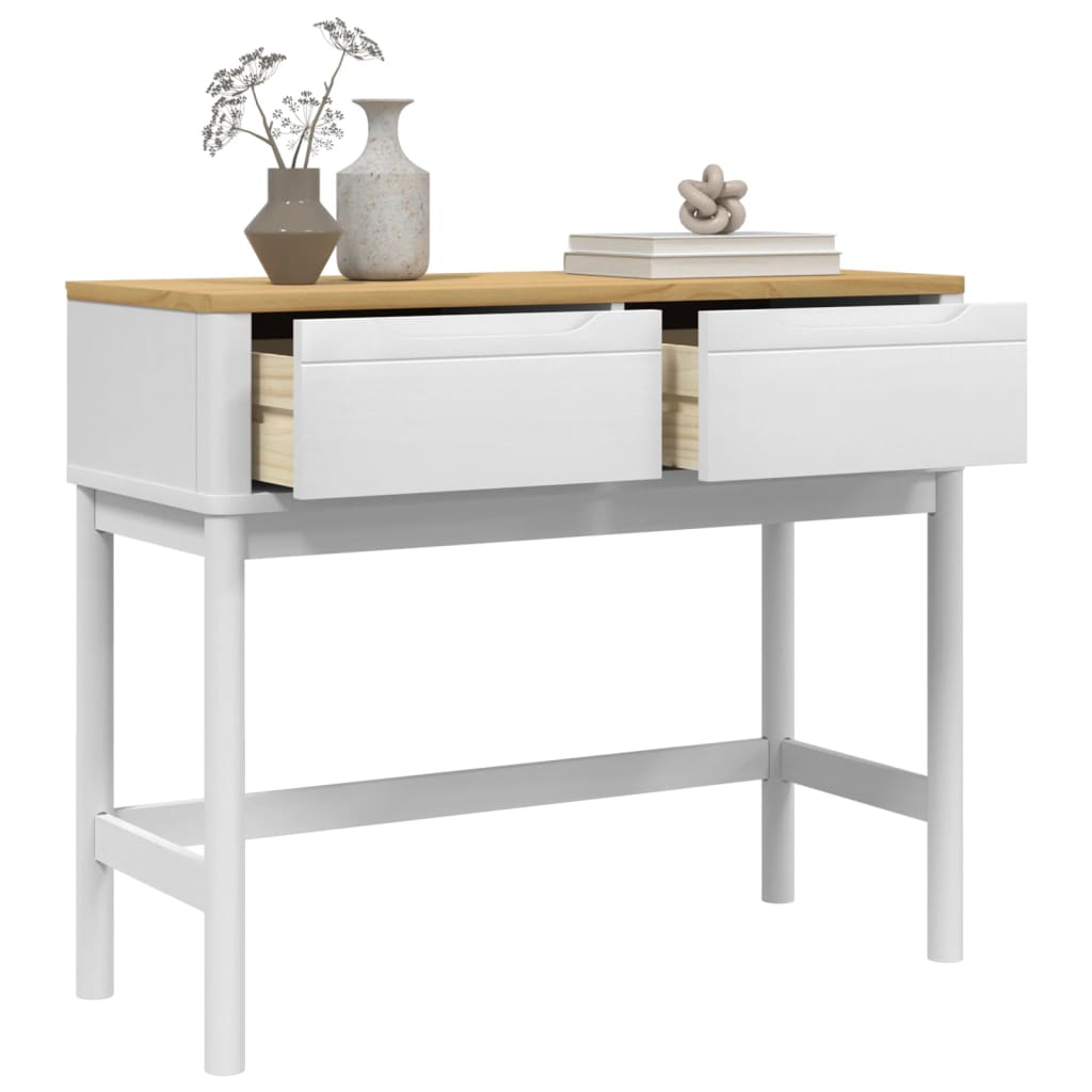 Console Table FLORO White 89.5x36.5x73 cm Solid Wood Pine