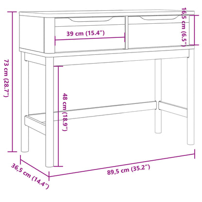 Console Table FLORO White 89.5x36.5x73 cm Solid Wood Pine