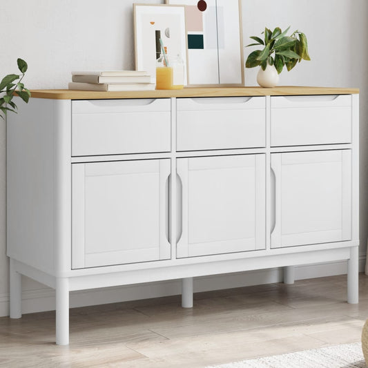 Sideboard FLORO White 114x43x74 cm Solid Wood Pine