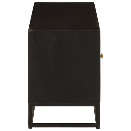 TV Cabinet Black 110x30x40 cm Solid Wood Mango and Iron