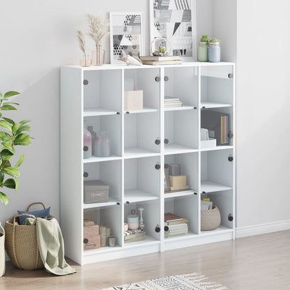 Bookcase with Doors White 136x37x142 cm Engineered Wood