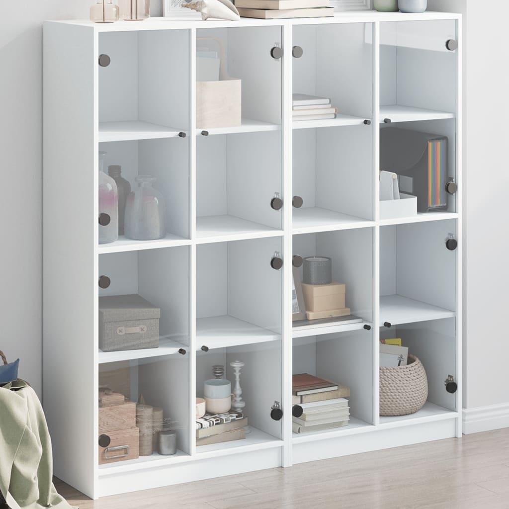 Bookcase with Doors White 136x37x142 cm Engineered Wood