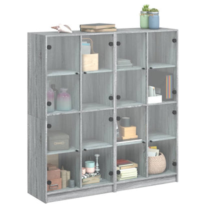 Bookcase with Doors Grey Sonoma 136x37x142 cm Engineered Wood