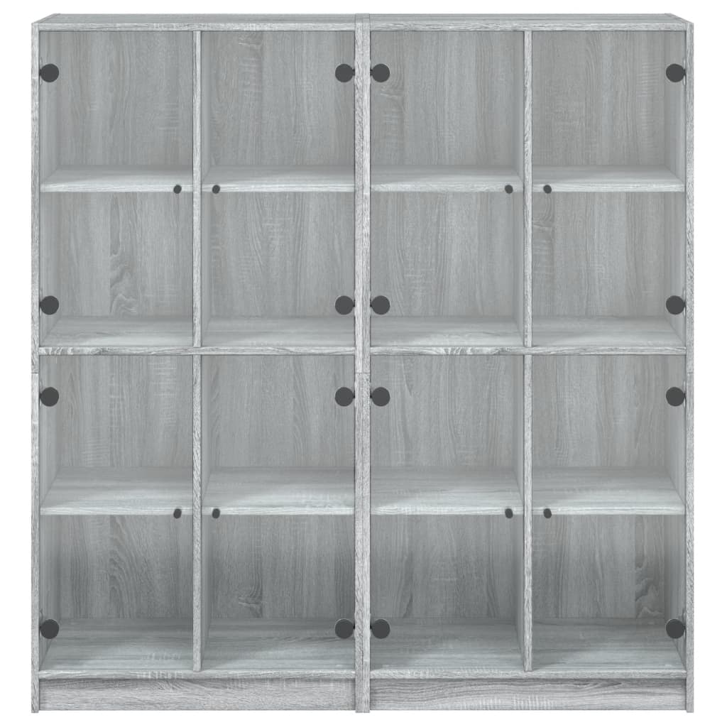 Bookcase with Doors Grey Sonoma 136x37x142 cm Engineered Wood