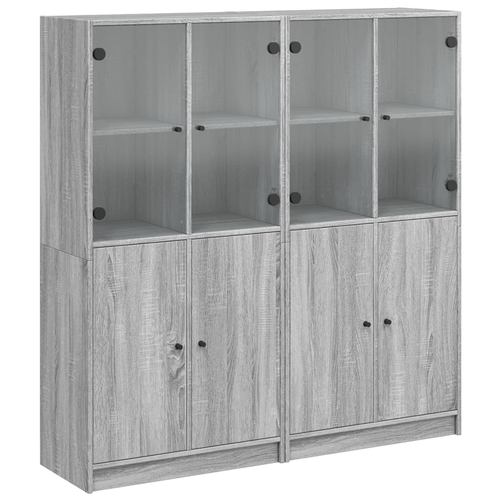 Bookcase with Doors Grey Sonoma 136x37x142 cm Engineered Wood