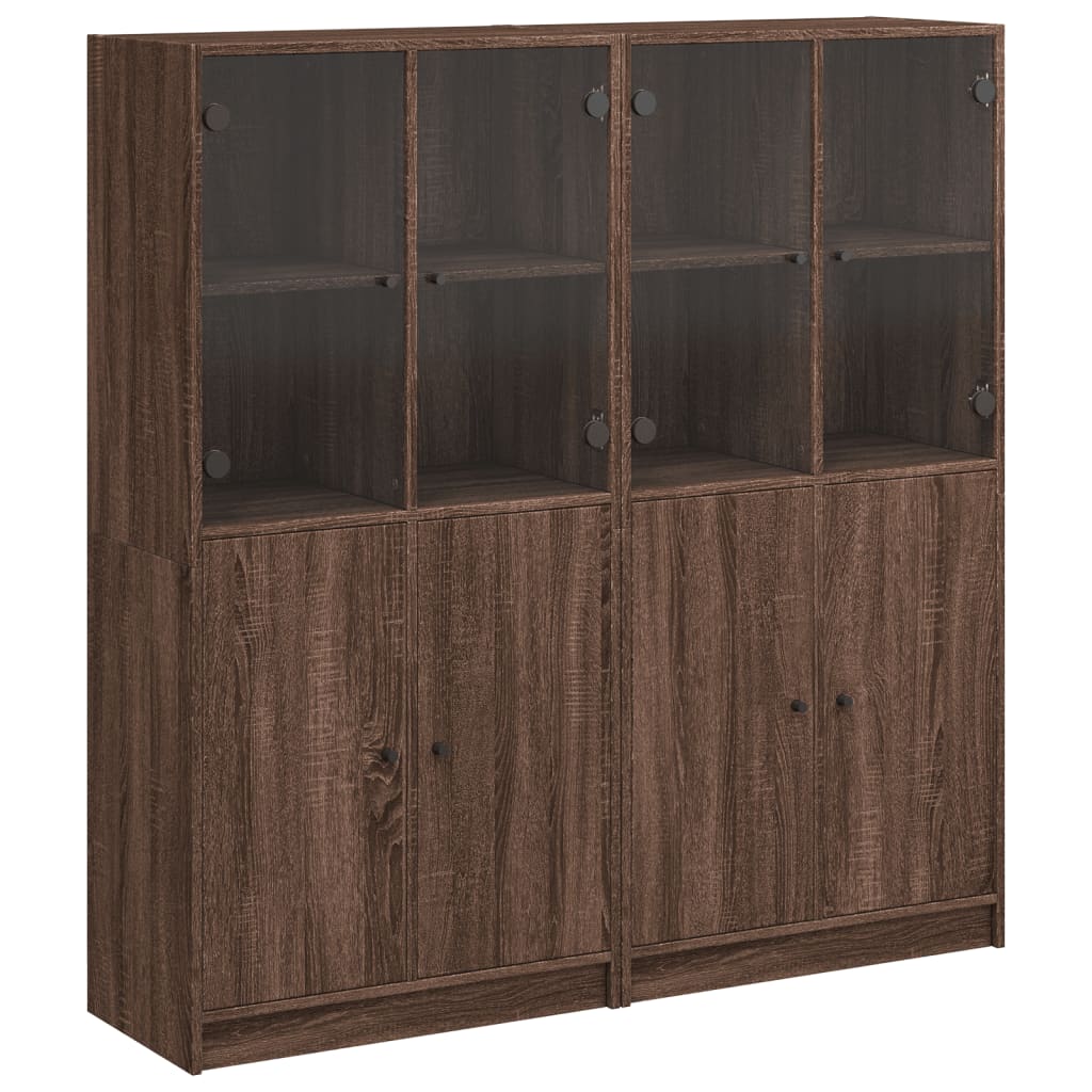 Bookcase with Doors Brown Oak 136x37x142 cm Engineered Wood