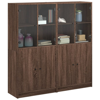 Bookcase with Doors Brown Oak 136x37x142 cm Engineered Wood