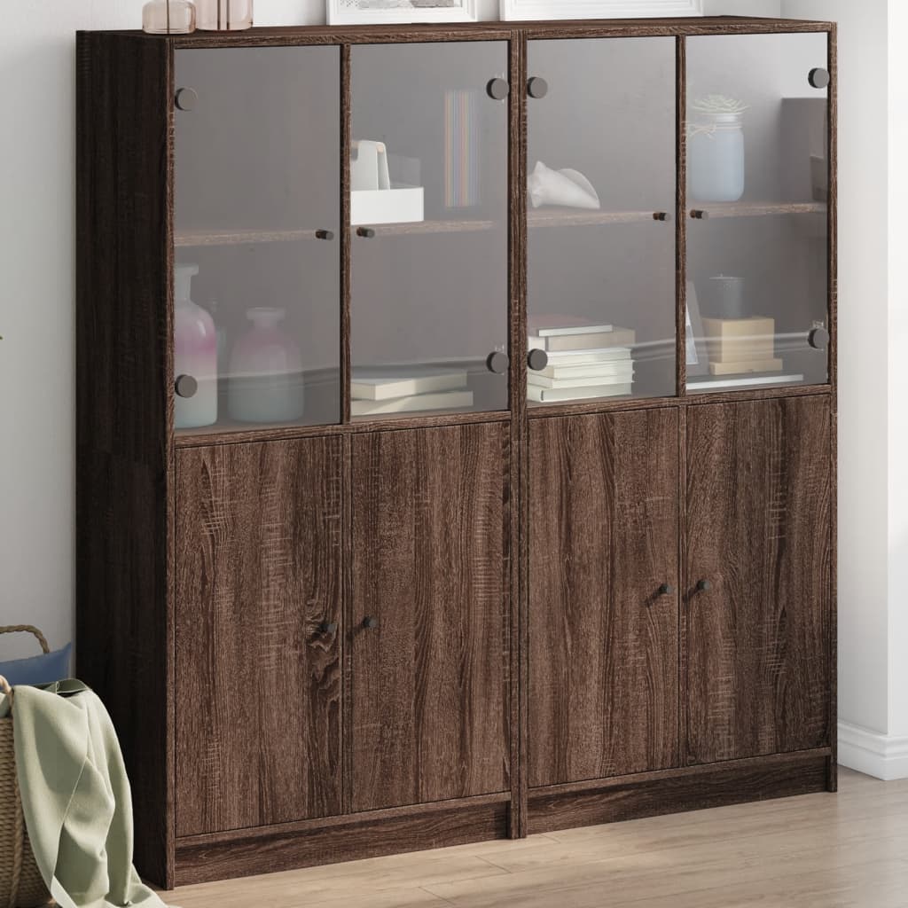 Bookcase with Doors Brown Oak 136x37x142 cm Engineered Wood