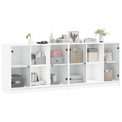 Bookcase with Doors White 204x37x75 cm Engineered Wood