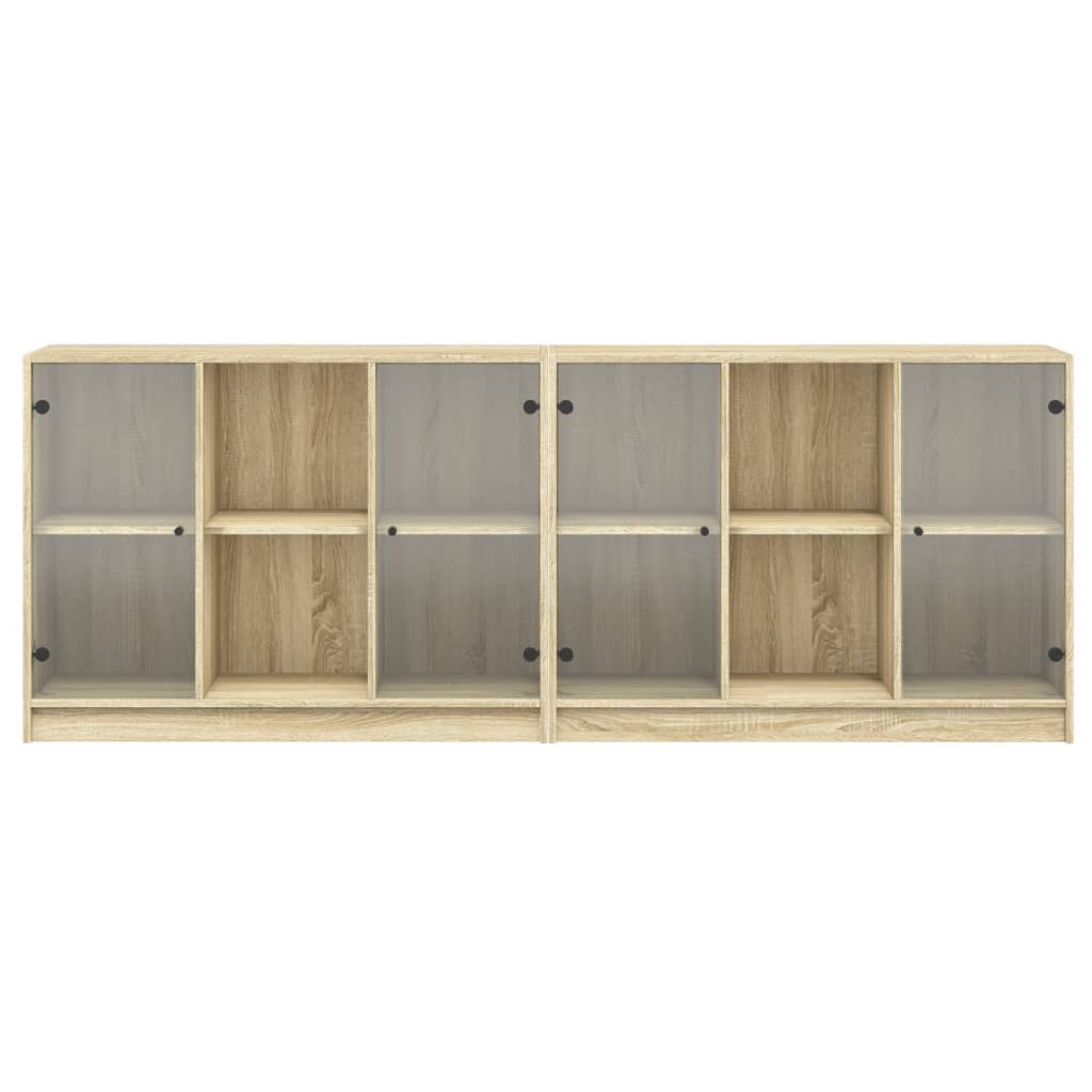 Bookcase with Doors Sonoma Oak 204x37x75 cm Engineered Wood