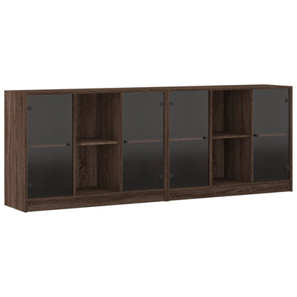 Bookcase with Doors Brown Oak 204x37x75 cm Engineered Wood