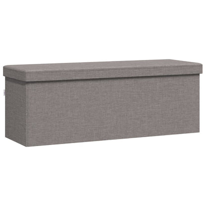 Storage Bench Foldable Light Grey Faux Linen